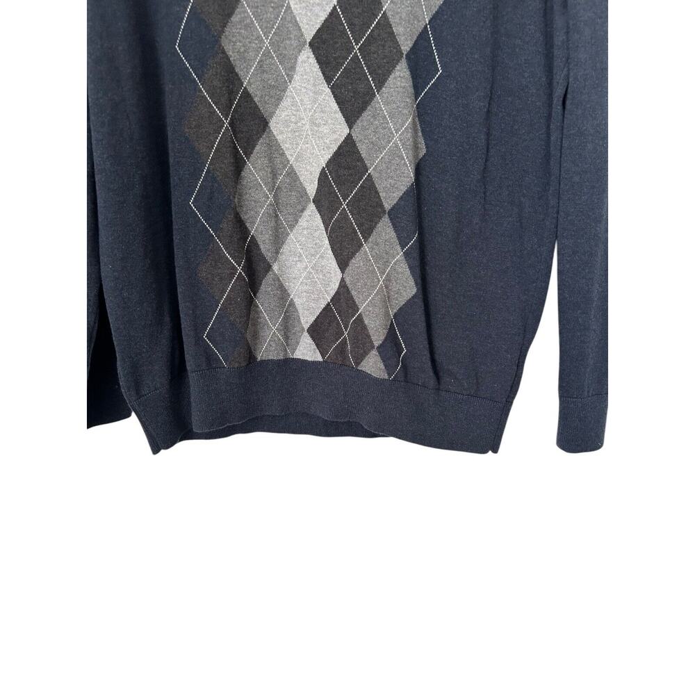 Claiborne Shirt Men's XL Argyle Diamond V-Neck 100% Cotton Long Sleeve Sweater - Picture 3 of 10